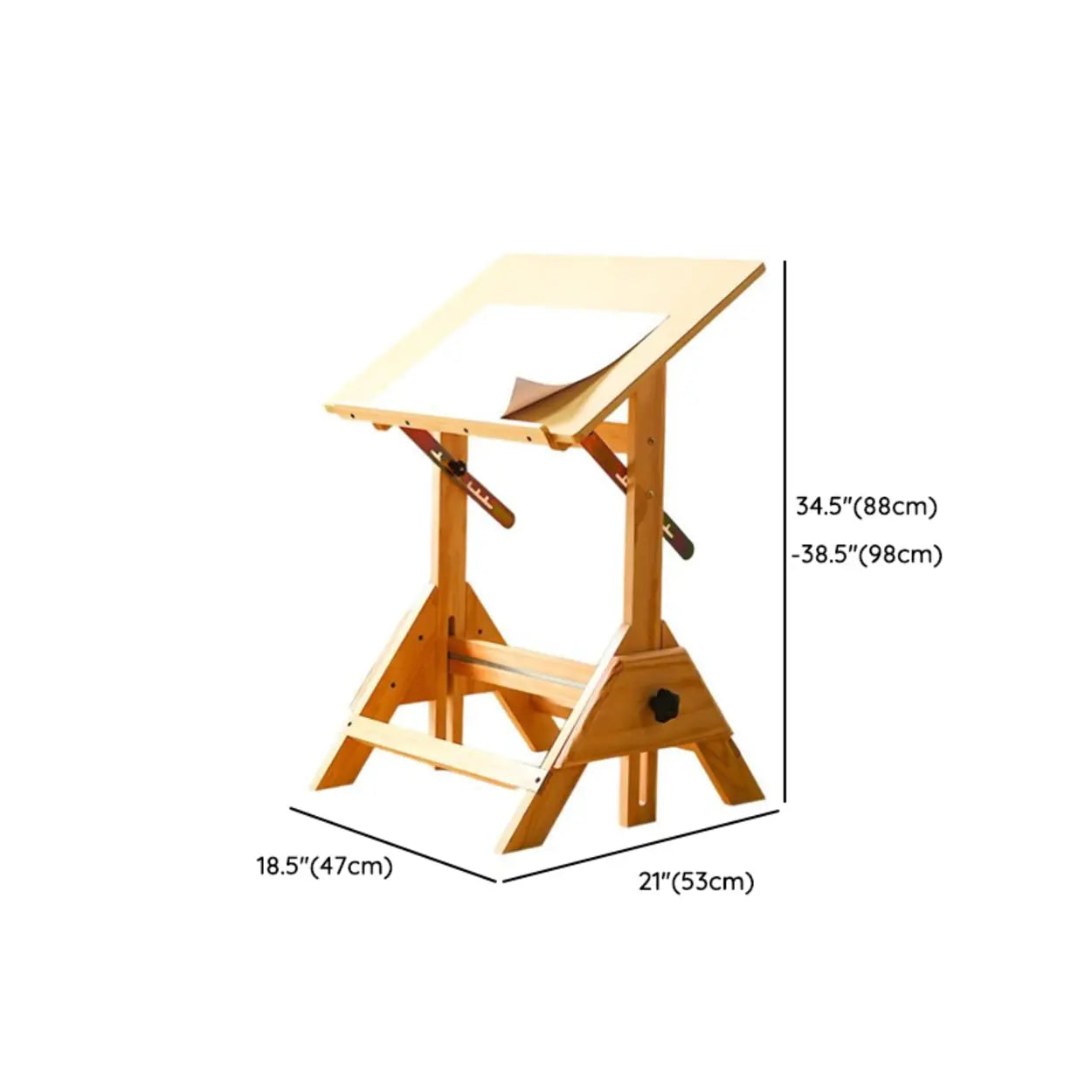 Natural Wood Foldable Adjustable Drafting Desk