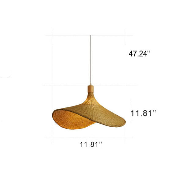 Woven Bamboo Straw Hat Pendant Light