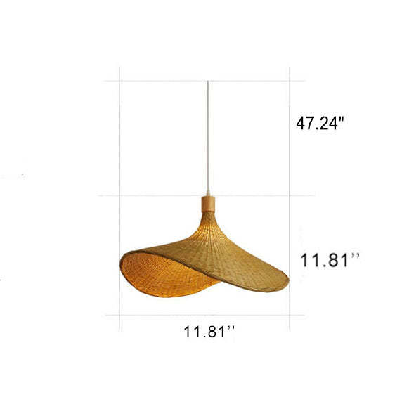 Woven Bamboo Straw Hat Pendant Light