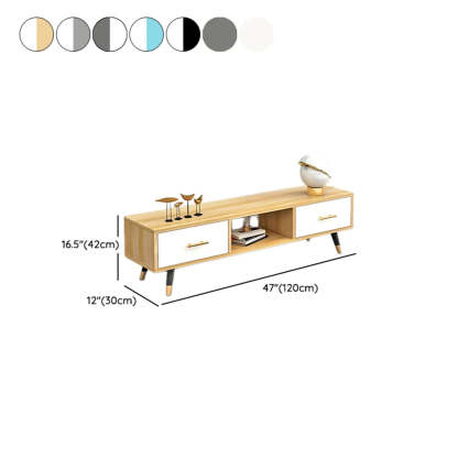 Natural-White Open Storage Drawer TV Stand