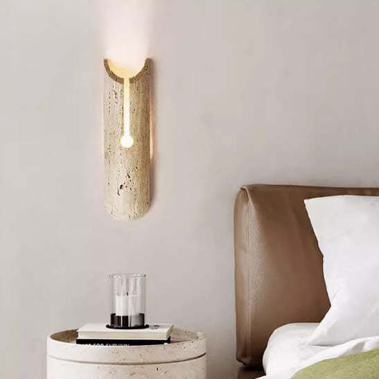 Japanese Yellow Travertine Half Oval Sconce