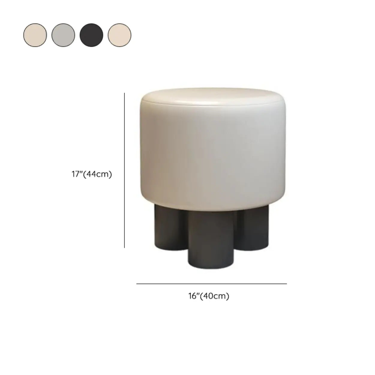 Khaki Round Fabric Upholstered Vanity Stool