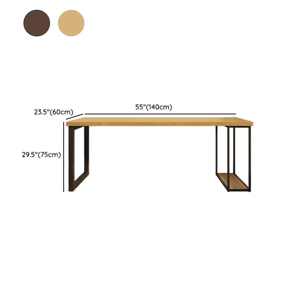 Natural Wood Computer Desk with Shelves