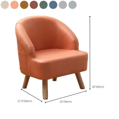 Leather Curved Back Accent Chair with Four Legs