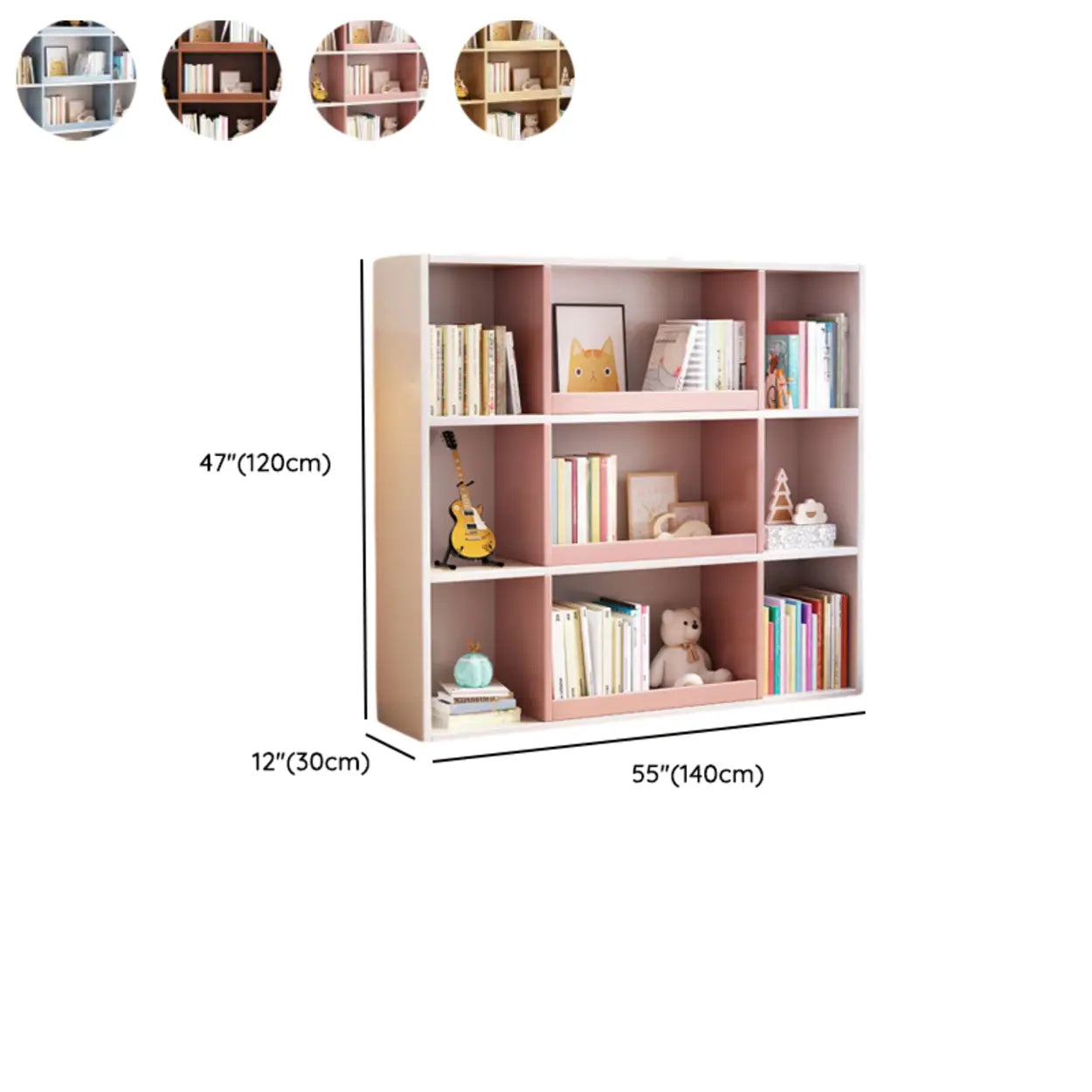 Modern Closed Square 3-Shelf Wood Bookcase