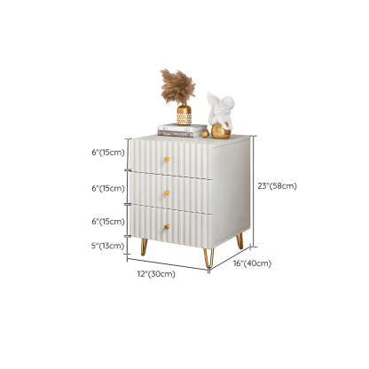 Stylish Rectangular White Wood Nightstand with Drawers