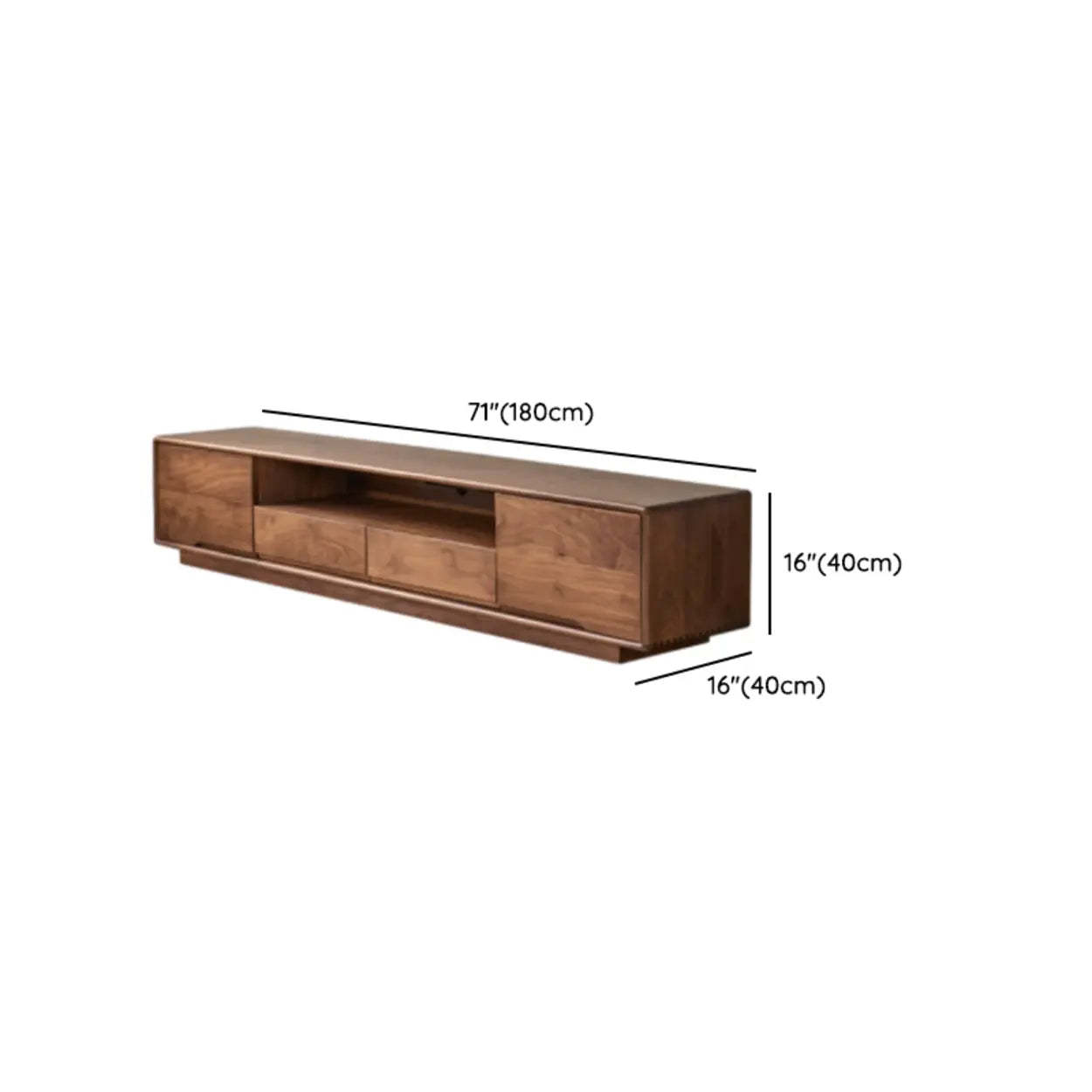 Modern Walnut Wood TV Stand with Cabinets