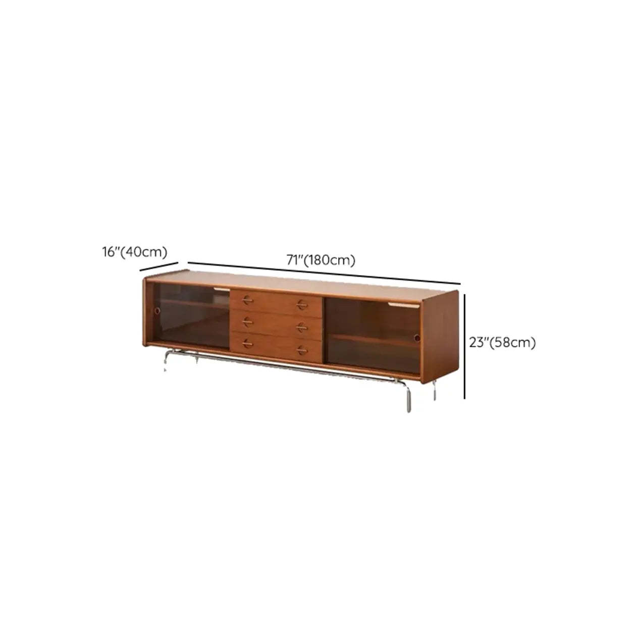 Mid-Century Modern Brown Drawer TV Stand
