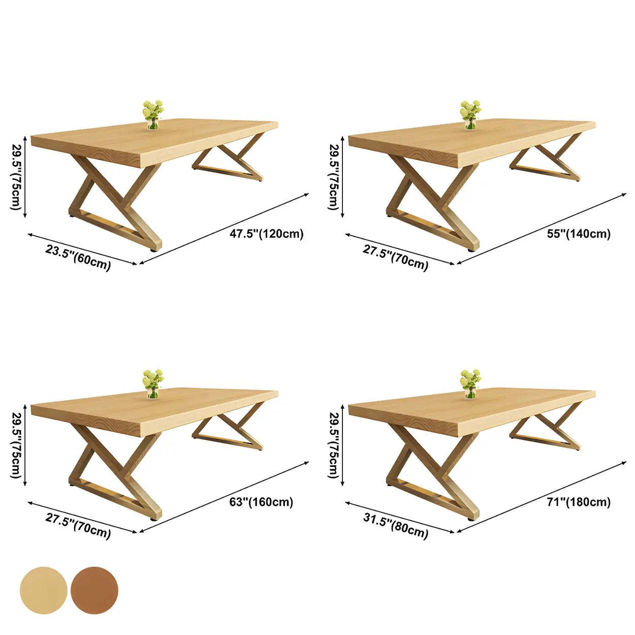 Modern Rectangular Natural Pine Dining Table — Natural Finish / Table Only