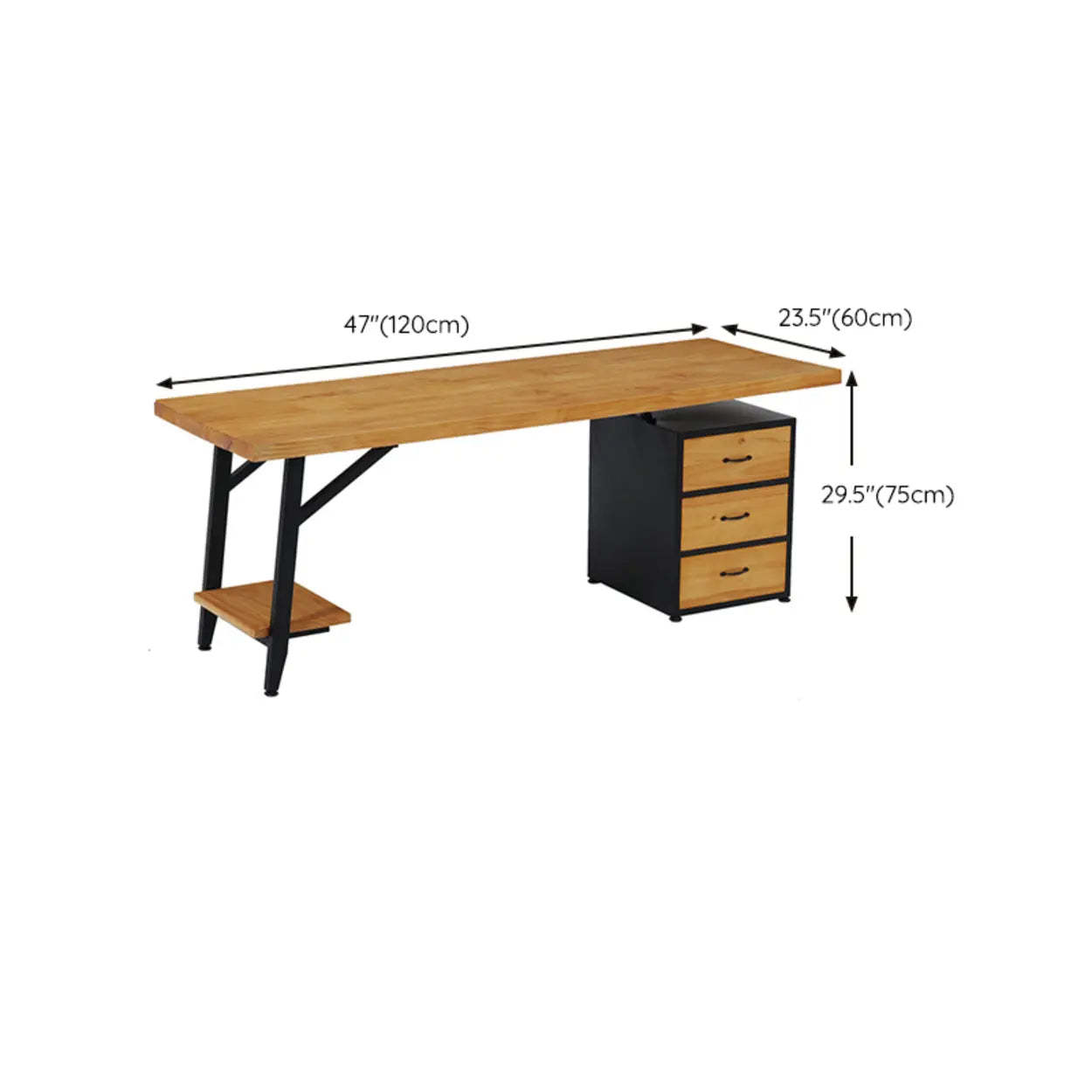 Wood Drawer Storage H-Shape Computer Desk — Drawer Not Included / Table Only