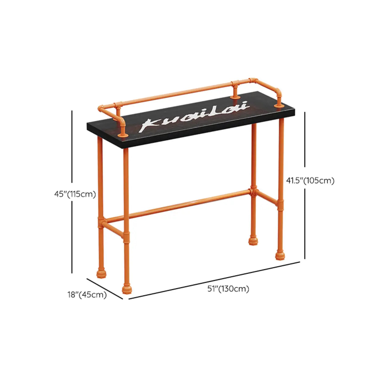 Industrial Spectator Bar Table with Orange Railing