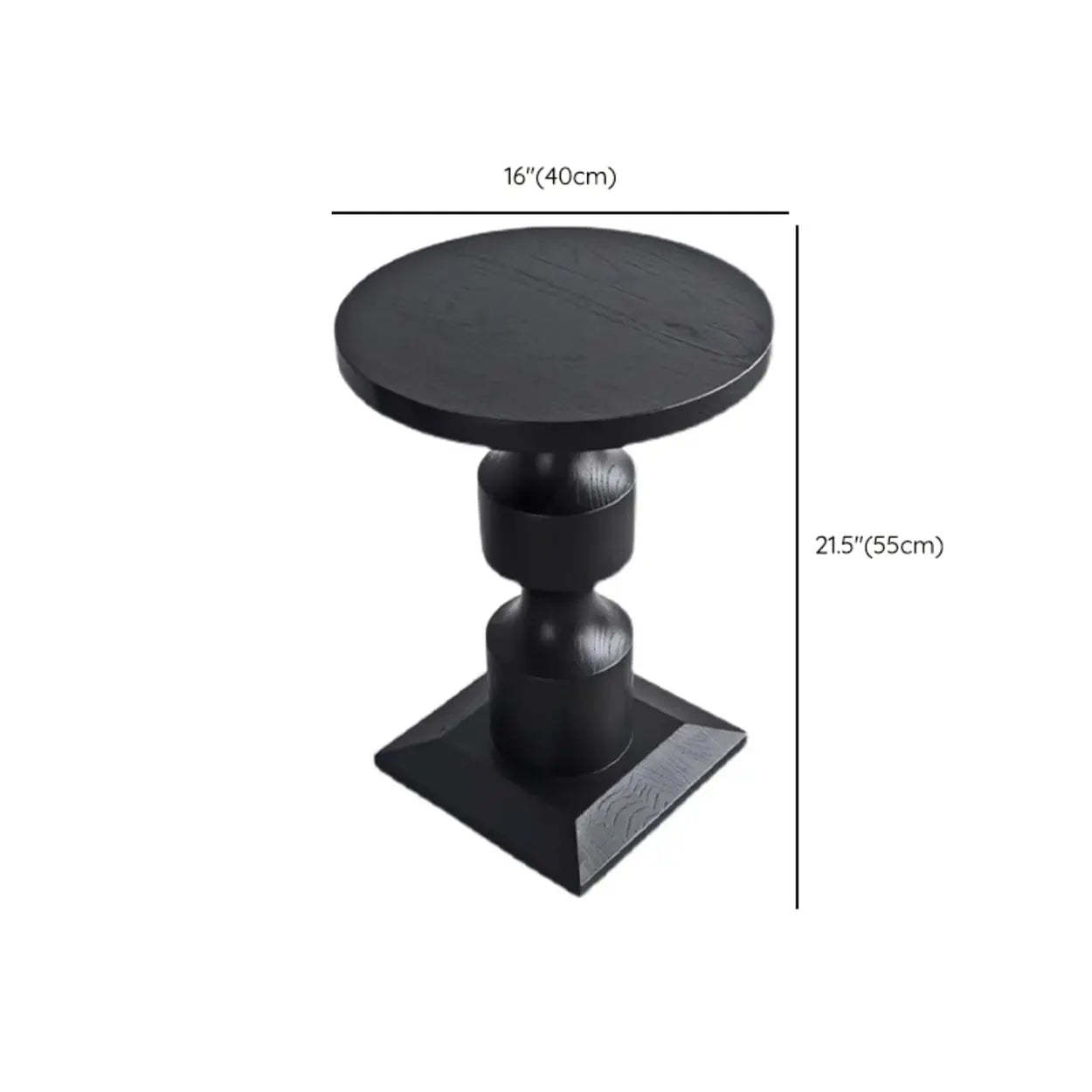Modern Round Black Wood Pedestal Coffee End Table