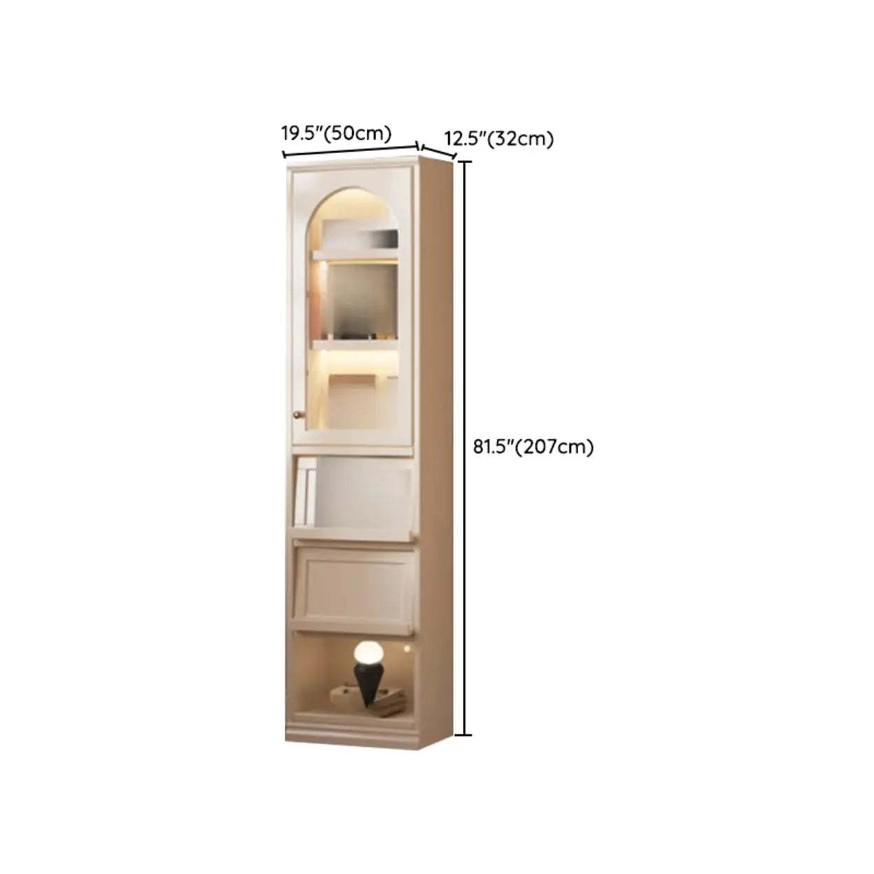Arched Glass White Large Display Cabinet