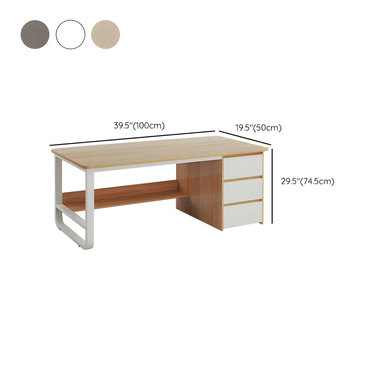 Modern L-Shaped White Wood Desk with Drawers