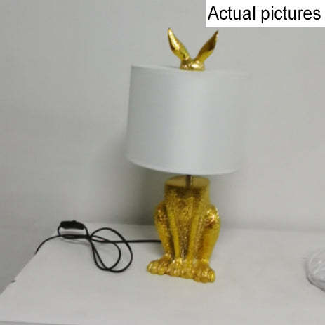 Modern Cylindrical Gold Rabbit Table Lamp