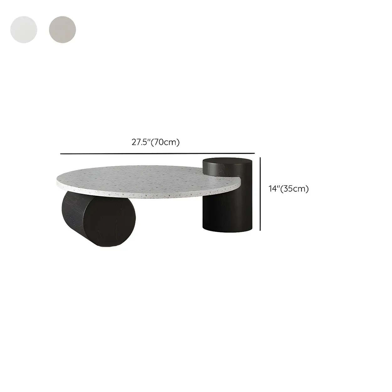 White Round Terrazzo Black Wood Base Coffee Table