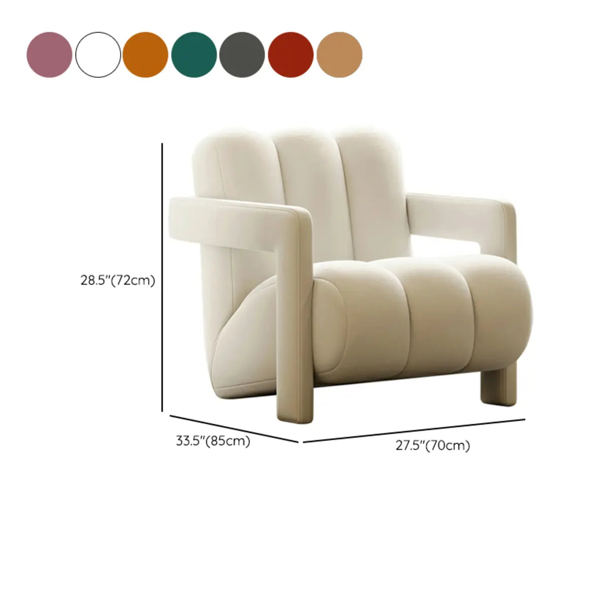 Off-White Frosted Velvet Mid-Back Arm Chair