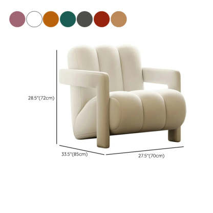 Off-White Frosted Velvet Mid-Back Arm Chair