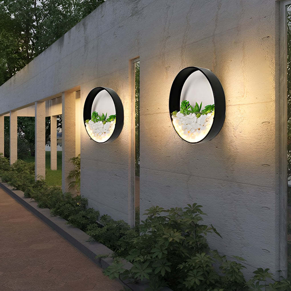 Round Small Artificial Plants Stones 18w LED Modern Outdoor Wall Light-Lighom