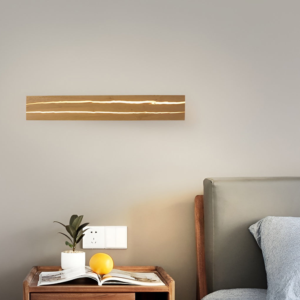 Adjustable Rectangular Wood Three Step Dimming LED Modern Wall Lamp-Lighom