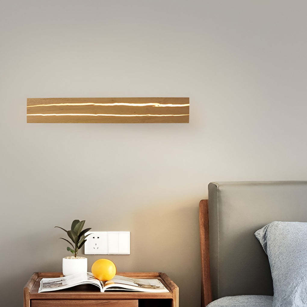 Adjustable Rectangular Wood Three Step Dimming LED Modern Wall Lamp-Lighom