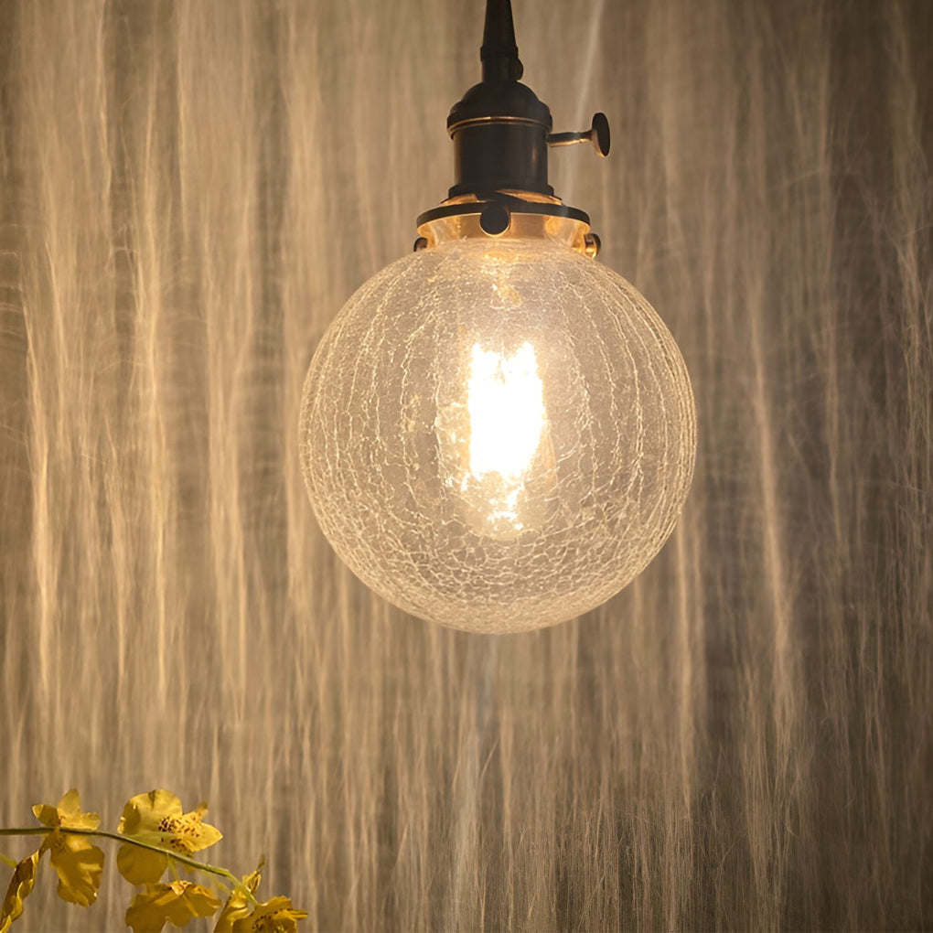 Spherical Cracked Glass LED Nordic Island Pendant Light
