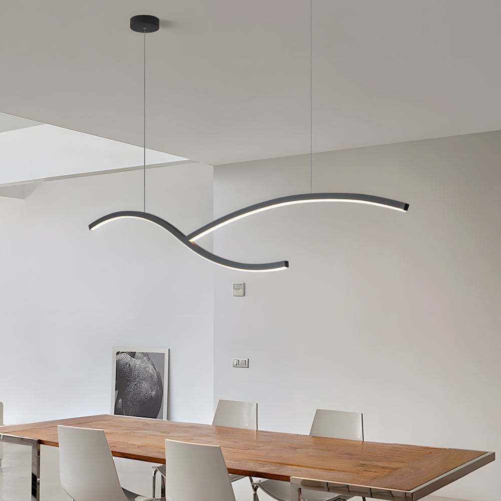 Black White Wave Linear LED Pendant