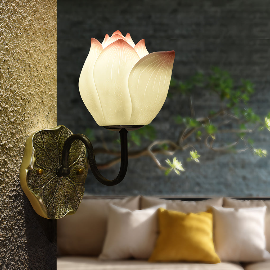 Lotus Flowers Resin Three Step Dimming Creative Modern Wall Lights Fixture-Lighom