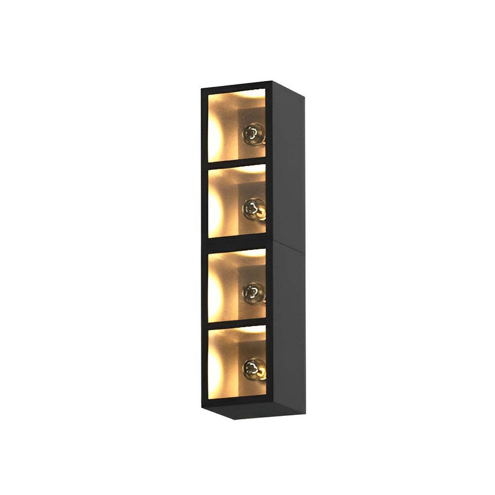 Square Combination Black LED Wall Lamp Flowerpot