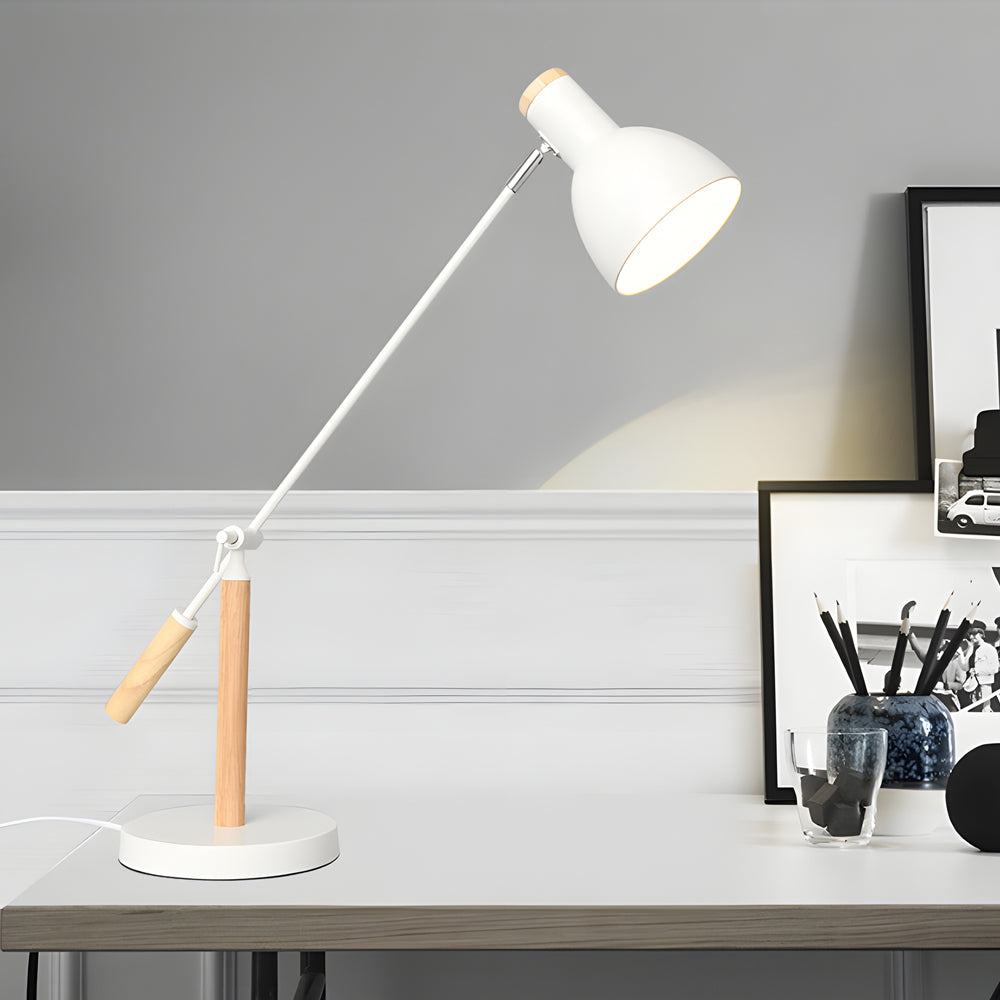 Adjustable Rotatable Wood and Metal Reading Desk Lamp for Modern Spaces-Lighom