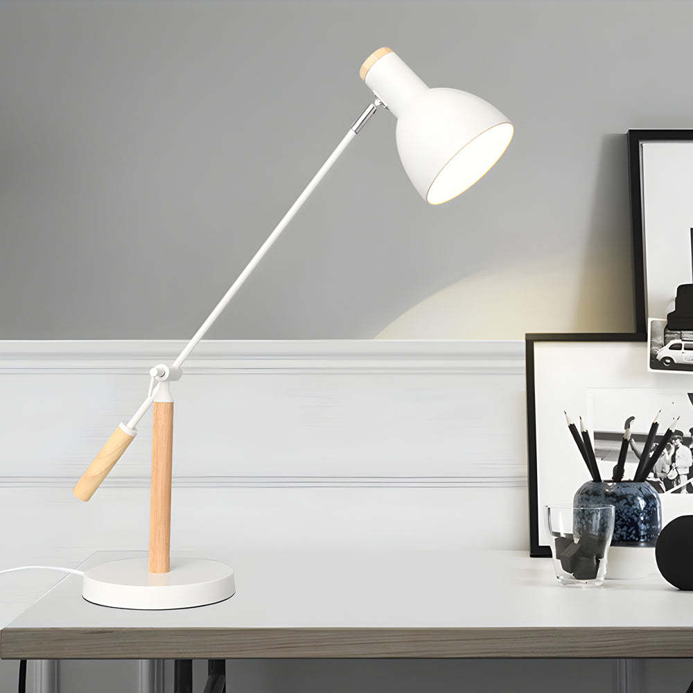 Adjustable Rotatable Wood and Metal Reading Desk Lamp for Modern Spaces-Lighom