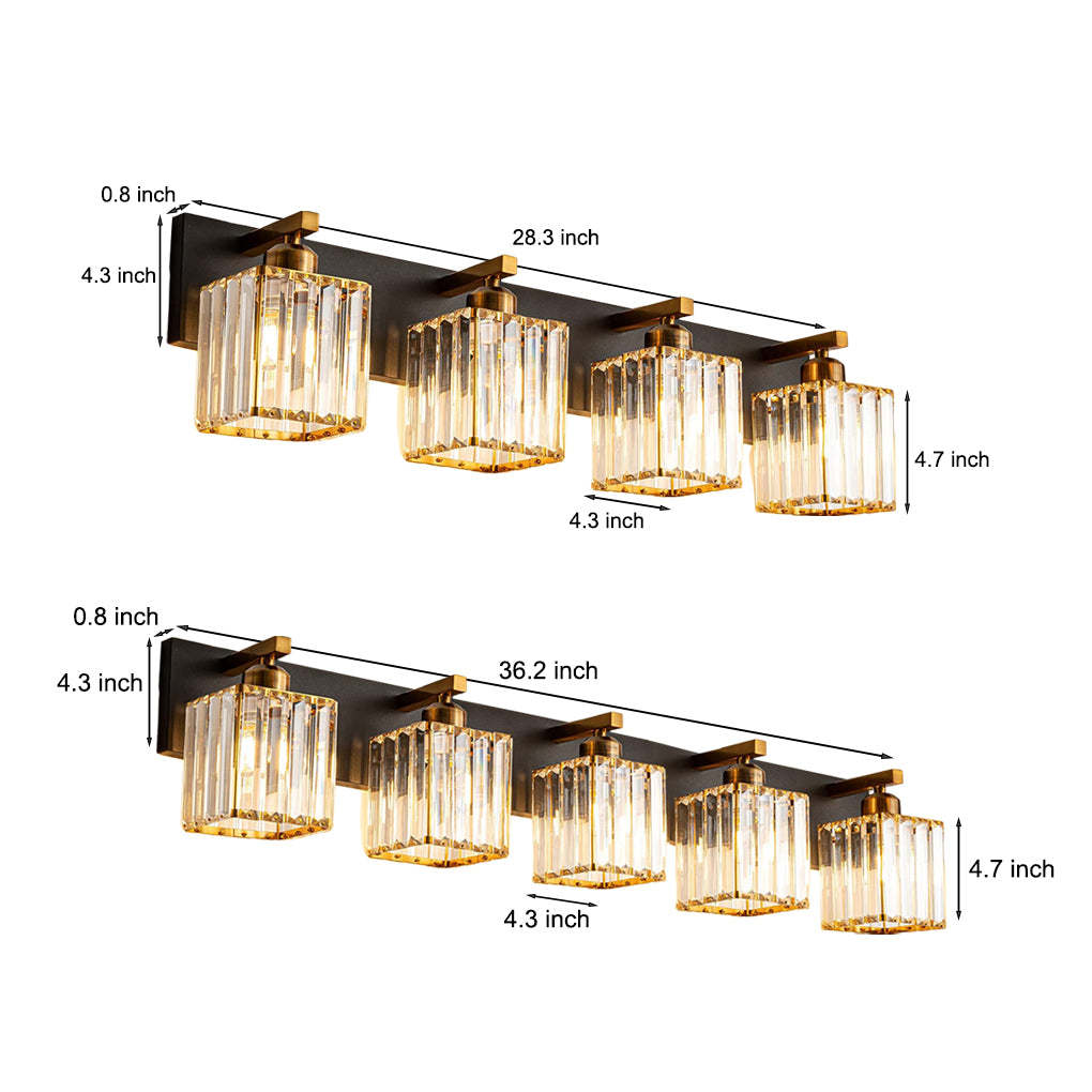 4/5 Square Crystal Luxury Electroplated Metal American Style Wall Lamp-Lighom