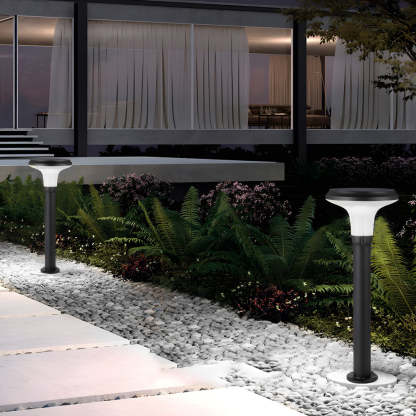 Black Solar Lawn Bollard Light-Lighom