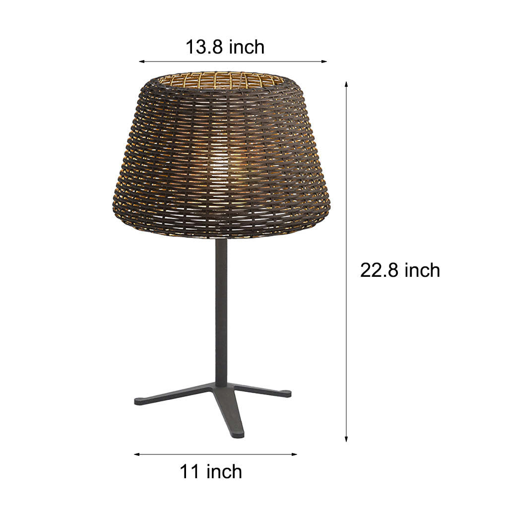 13.77" Outdoor Wicker Rustic Iron Table Lamp
