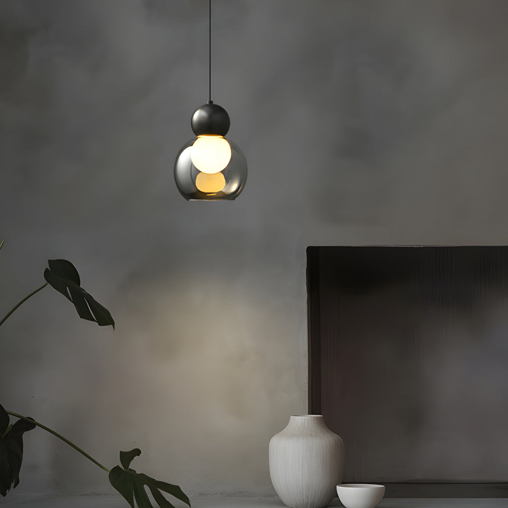 Glass Gourd 3-Step Dimming Copper Modern Pendant Light