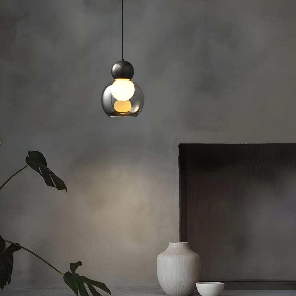 Glass Gourd 3-Step Dimming Copper Modern Pendant Light