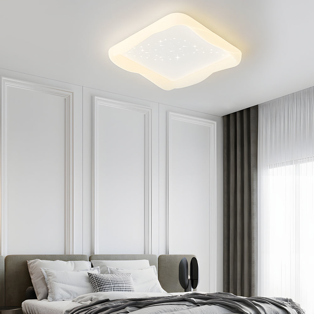 Square Star Milky White Modern Ceiling Light