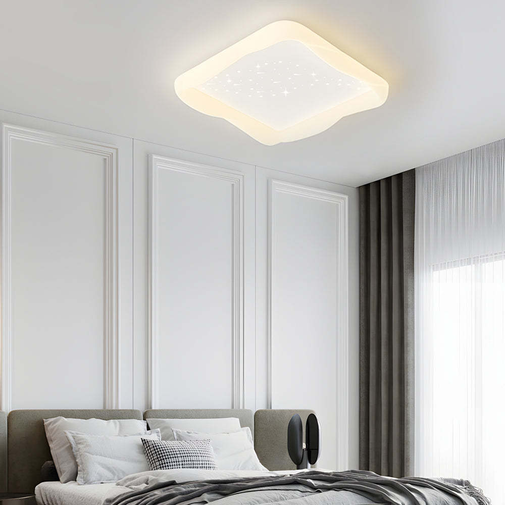 Square Star Milky White Modern Ceiling Light