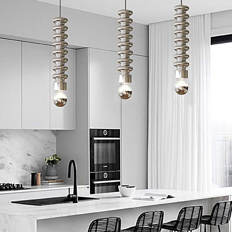 Red metal semi-plated spiral pendant lighting - modern