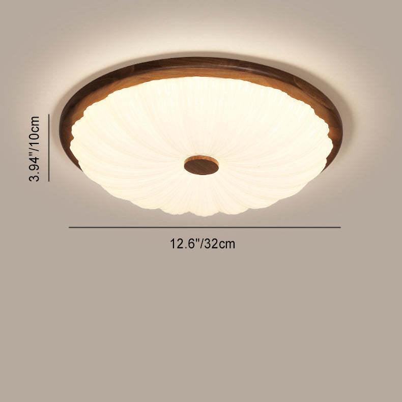 Minimalist Flower Walnut Acrylic LED Flush Mount Light