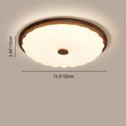 Minimalist Flower Walnut Acrylic LED Flush Mount Light