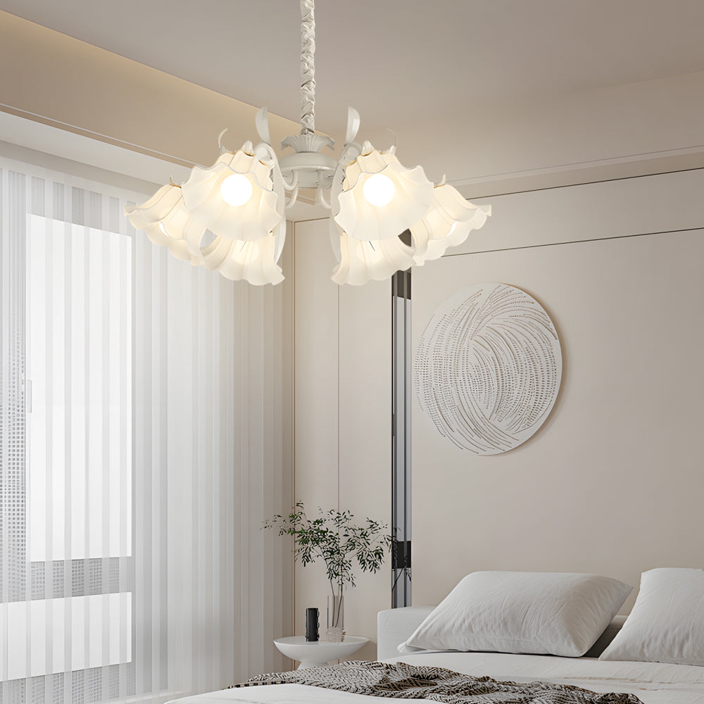 White metal leaf flower chandeliers - french
