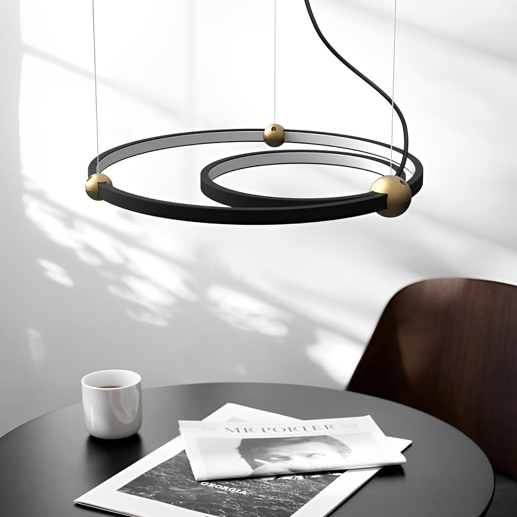 Circular Art Metal Black Postmodern Chandelier