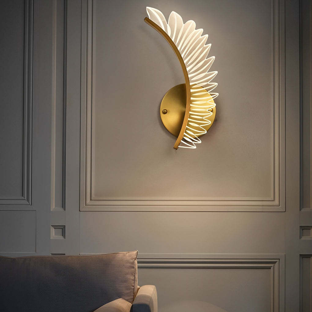 Acrylic Leaves Feathers LED Three Step Dimming Postmodern Wall Lamp-Lighom