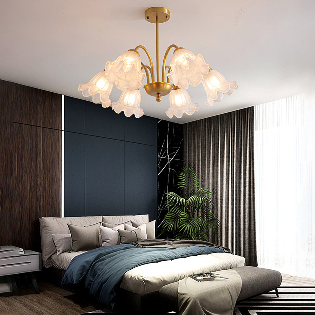 Lighom shade flower glass chandeliers for dining room — Warm White (3000K) / 6-Light