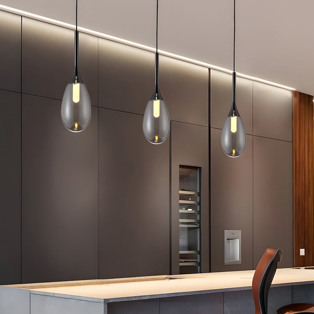 Lighom modern teardrop amber glass pendant lighting — Smoke