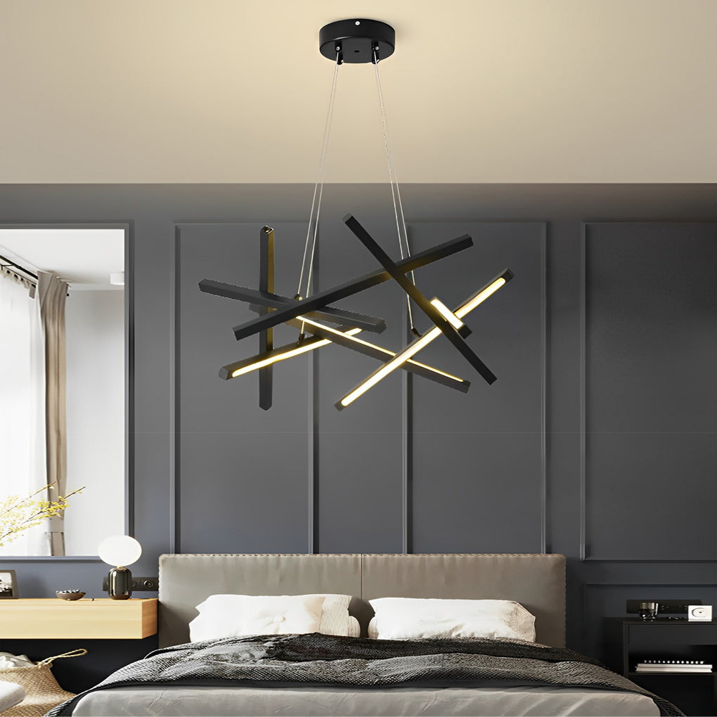 8-Light Modern LED Sputnik Kitchen Dining Chandelier — Black / Warm White