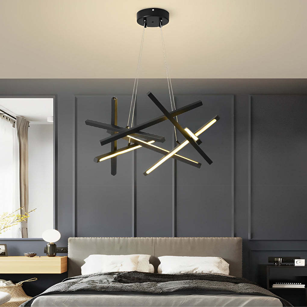 8-Light Modern LED Sputnik Kitchen Dining Chandelier — Black / Warm White