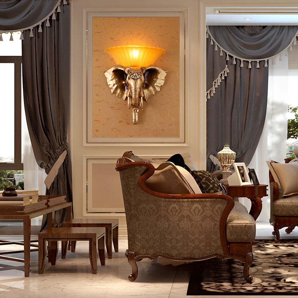Cartoon Resin Elephant Shape Luxury European Style Wall Sconces Lighting-Lighom