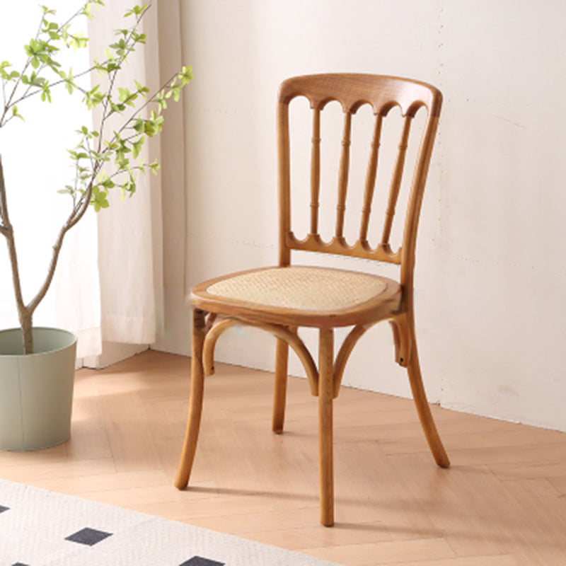 Vintage Rattan Solid Wood Dining Chair — Wood Color / Solid Wood